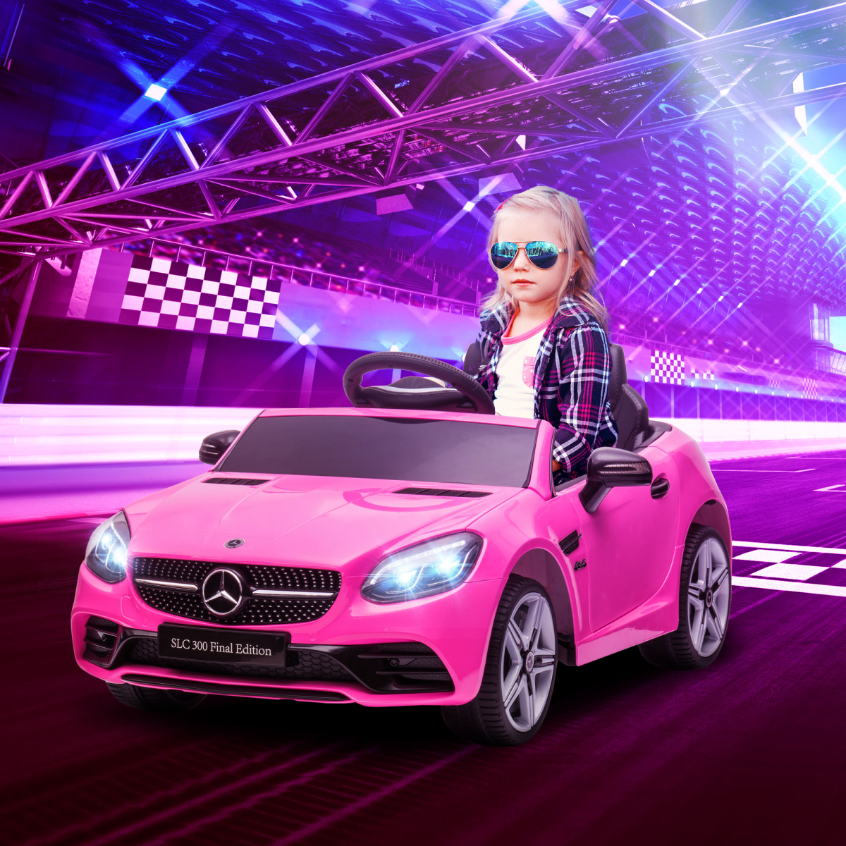 Benz 12V Kids Electric Ride On Car W/ Remote Control Music Pink