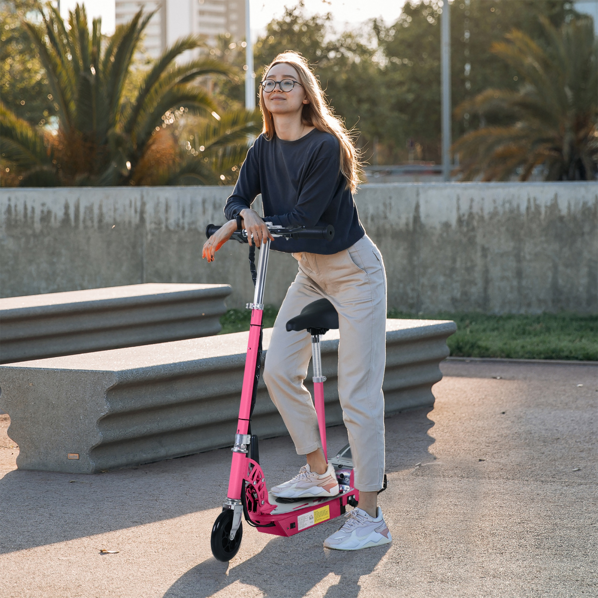 Teen Foldable Electric Scooter Electric Battery 120W w/ Brake Kickstand HOMCOM