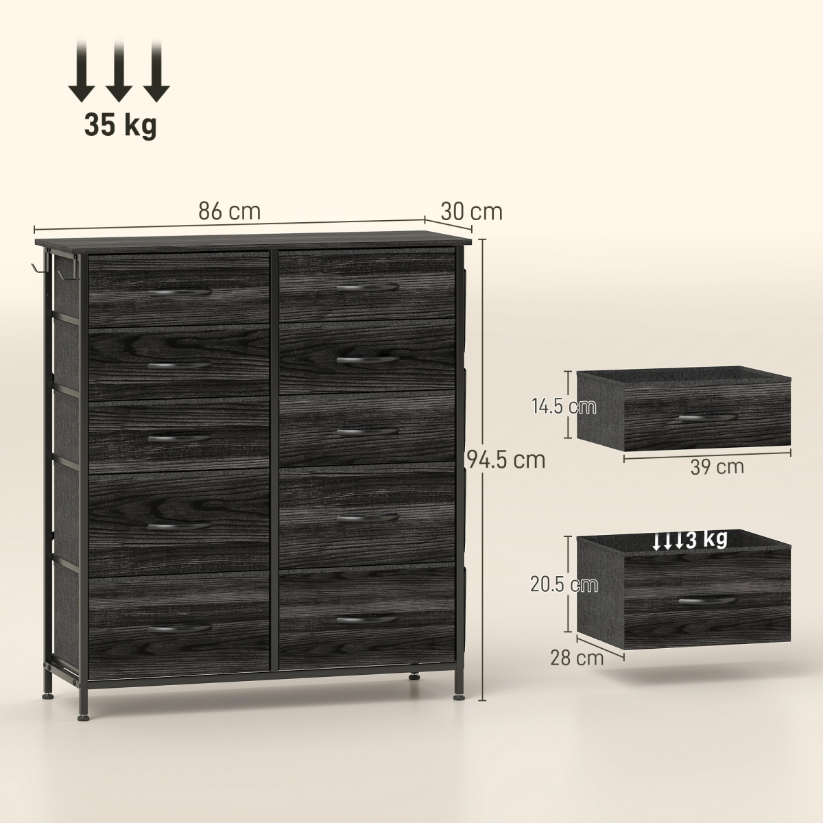 Wood Storage Chest of Drawers