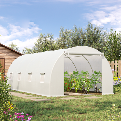 Outsunny 6 x 3 x 2 m Polytunnel Greenhouse w/ Zippered Door and 8 Windows