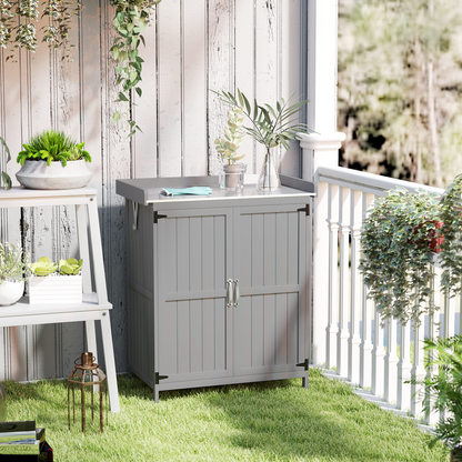 Sturdy Garden Storage Bench with Stainless Steel Top & Easy Access