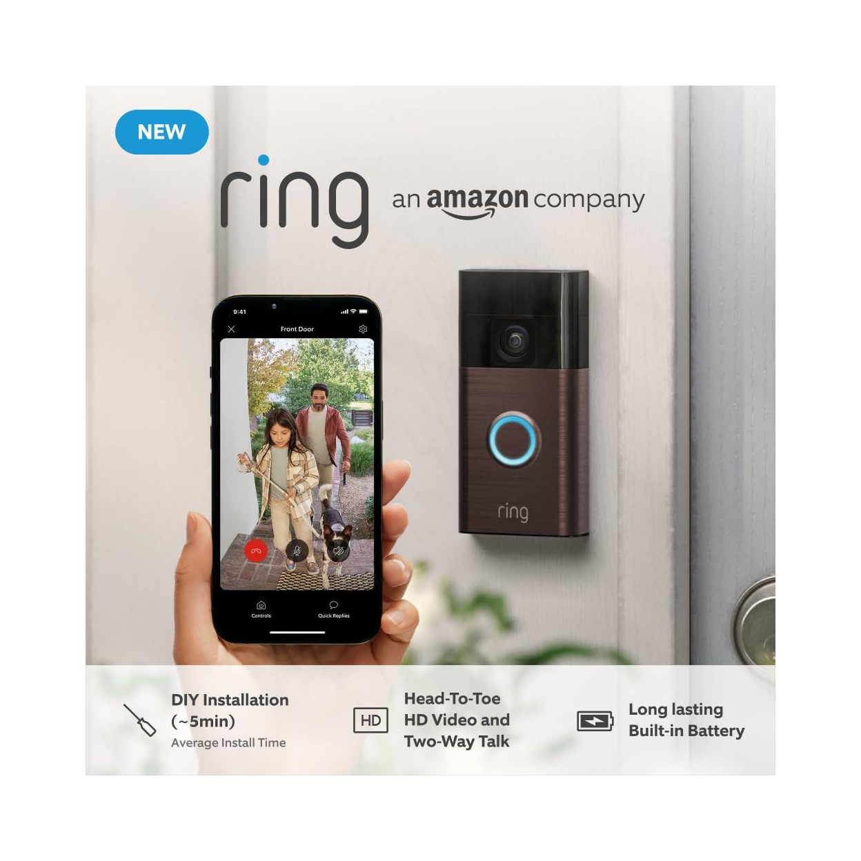 Ring Battery Video Doorbell 2024 Bronze