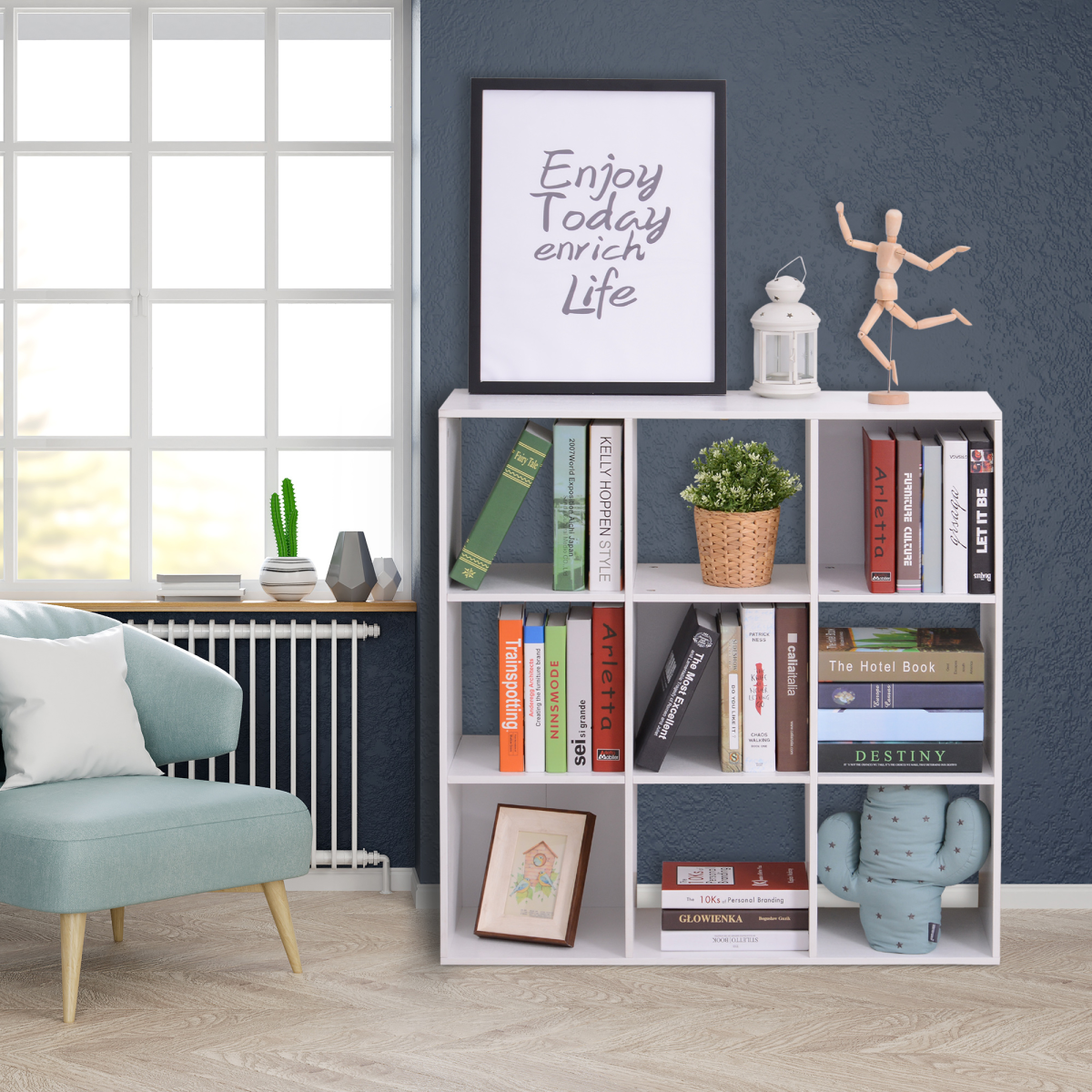 9 Cube Storage Unit Cabinet Bookcase Display Shelves Chipboard - White