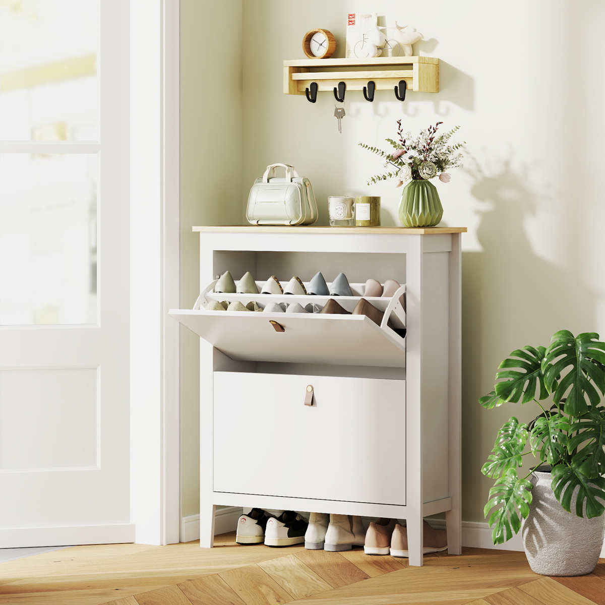 Three drawer shoe cabinet