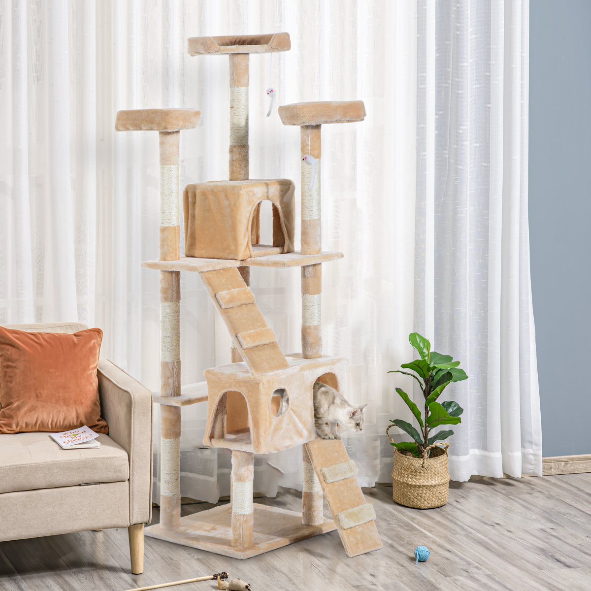 Cat Tree Kitty Activity Play Center Scratching Scratcher House Furniture 170CM