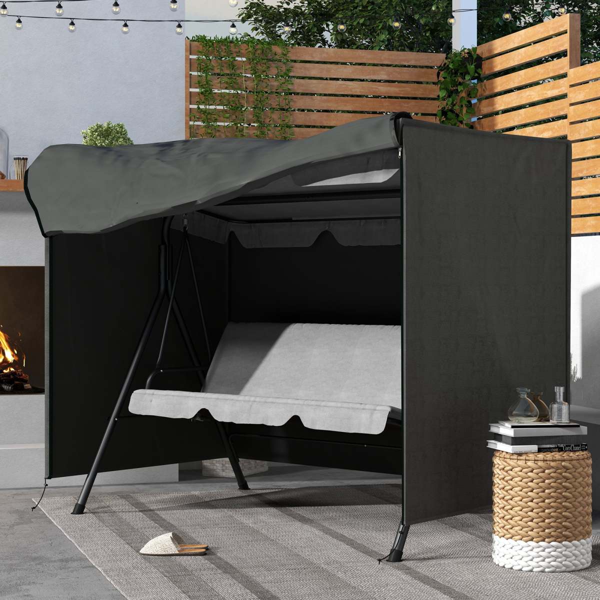 Outsunny Large Outdoor Swing Chair Cover  Garden Furniture Protector 164cm Grey