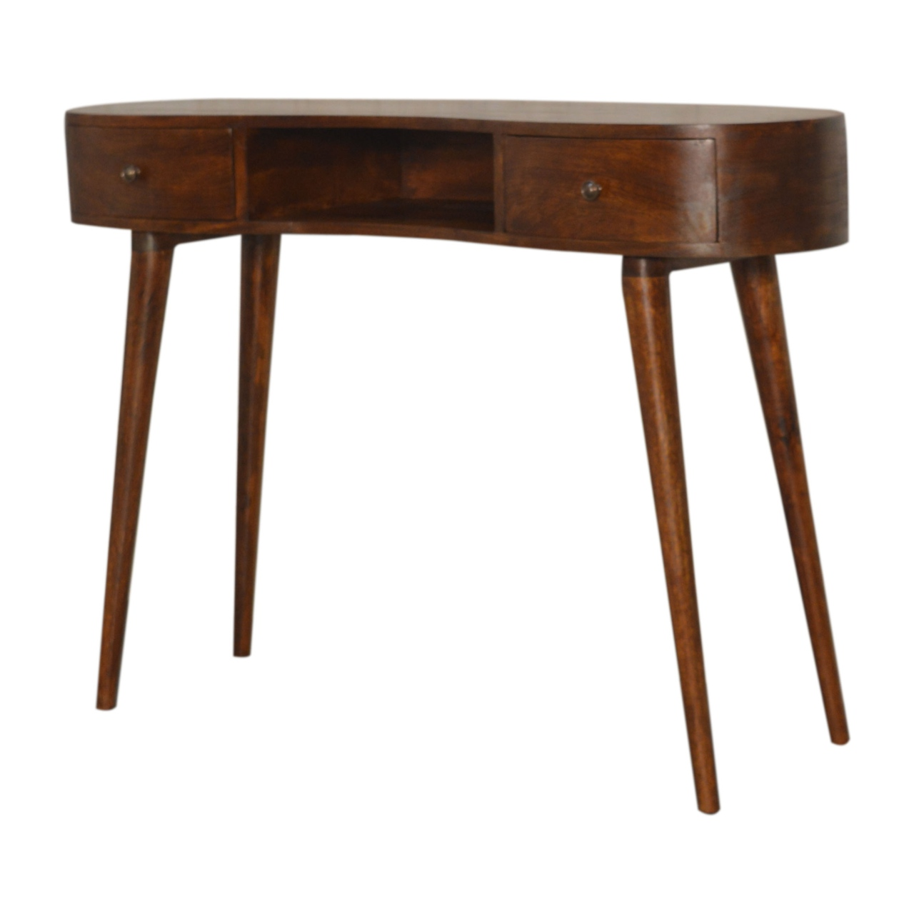 Artisan Furniture Solid Wood Chestnut Wave Writing Desk, 2 Drawers, 1 Shelf, Brown