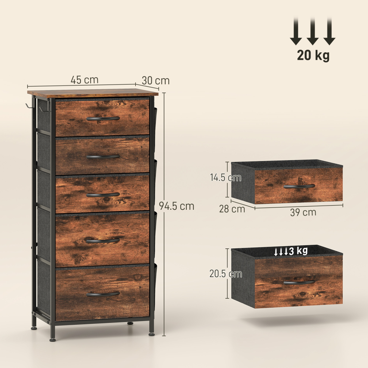 Wood Storage Chest of Drawers