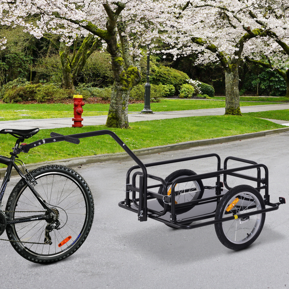 Folding Bicycle Cargo Storage Cart and Luggage Trailer with Hitch HOMCOM