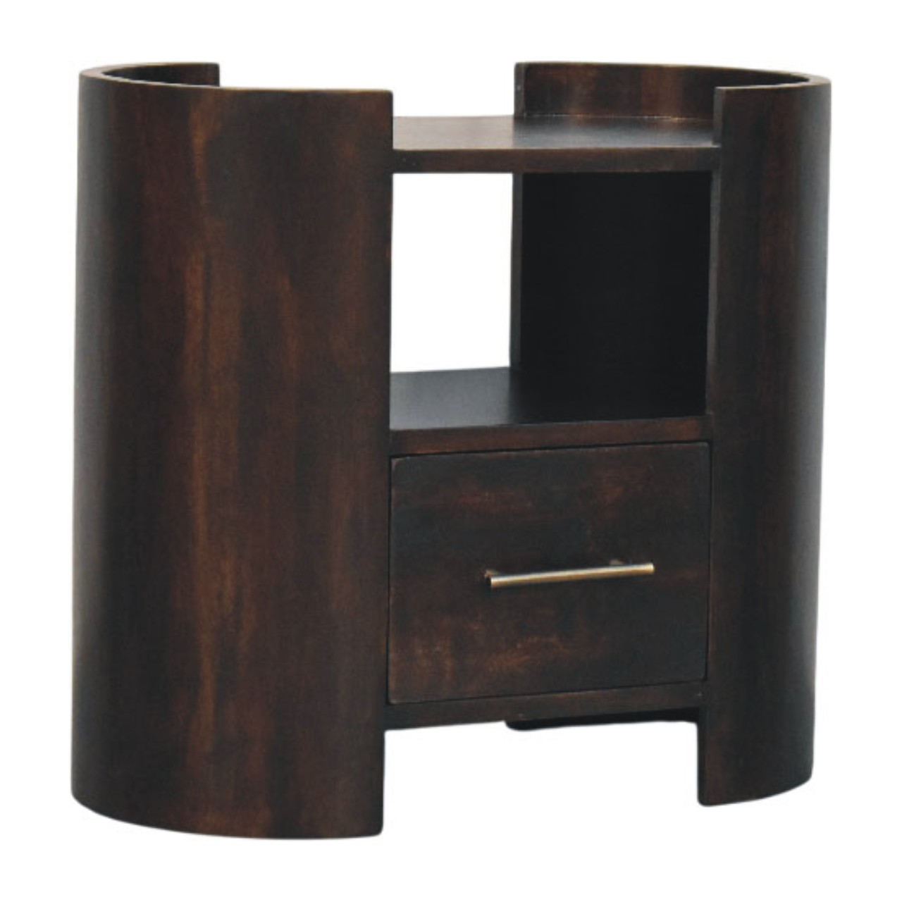 Artisan Furniture Solid Wood Valencia Bedside Table, 1 Drawer & 1 Shelf, Dark Brown
