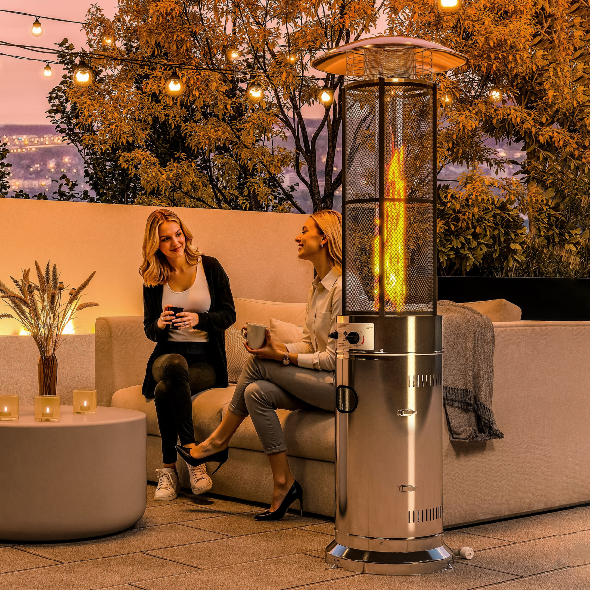 Outsunny 11 KW Gas Patio Heater, Propane Heater with Tip-Over Switch, Silver