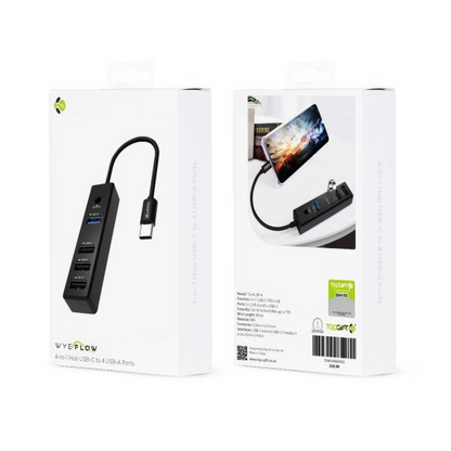 WYEFLOW 4-1 Hub USB-C to 4 USB-A Ports, USB 3.0 and 2.0