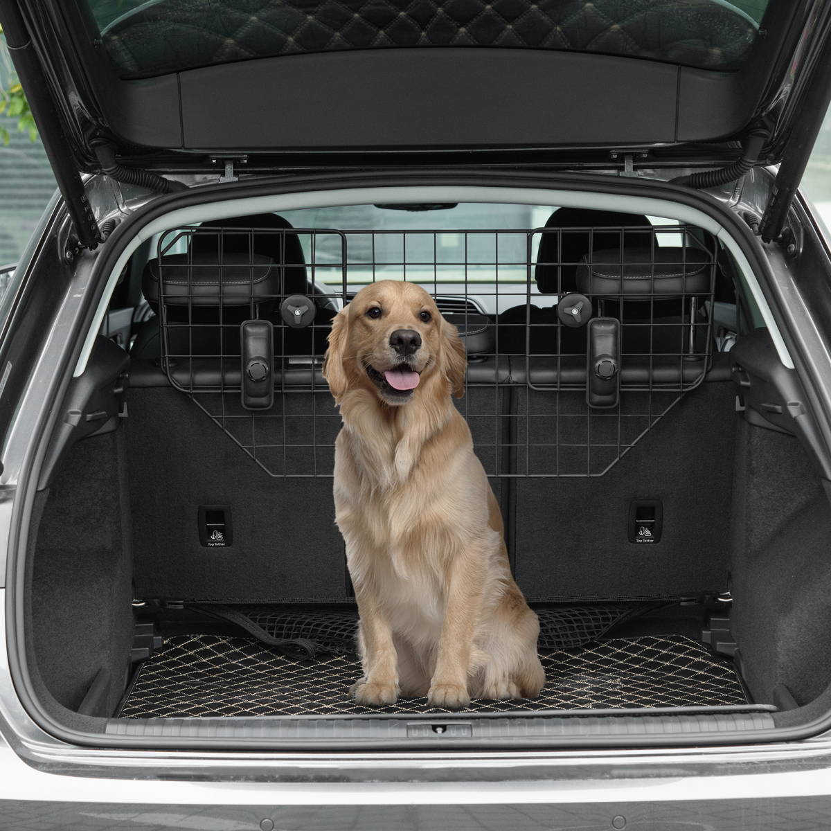 Dog Guard for Car Boot Adjustable Mesh Barrier Pet Headrest, 90-120W x 40.5H cm