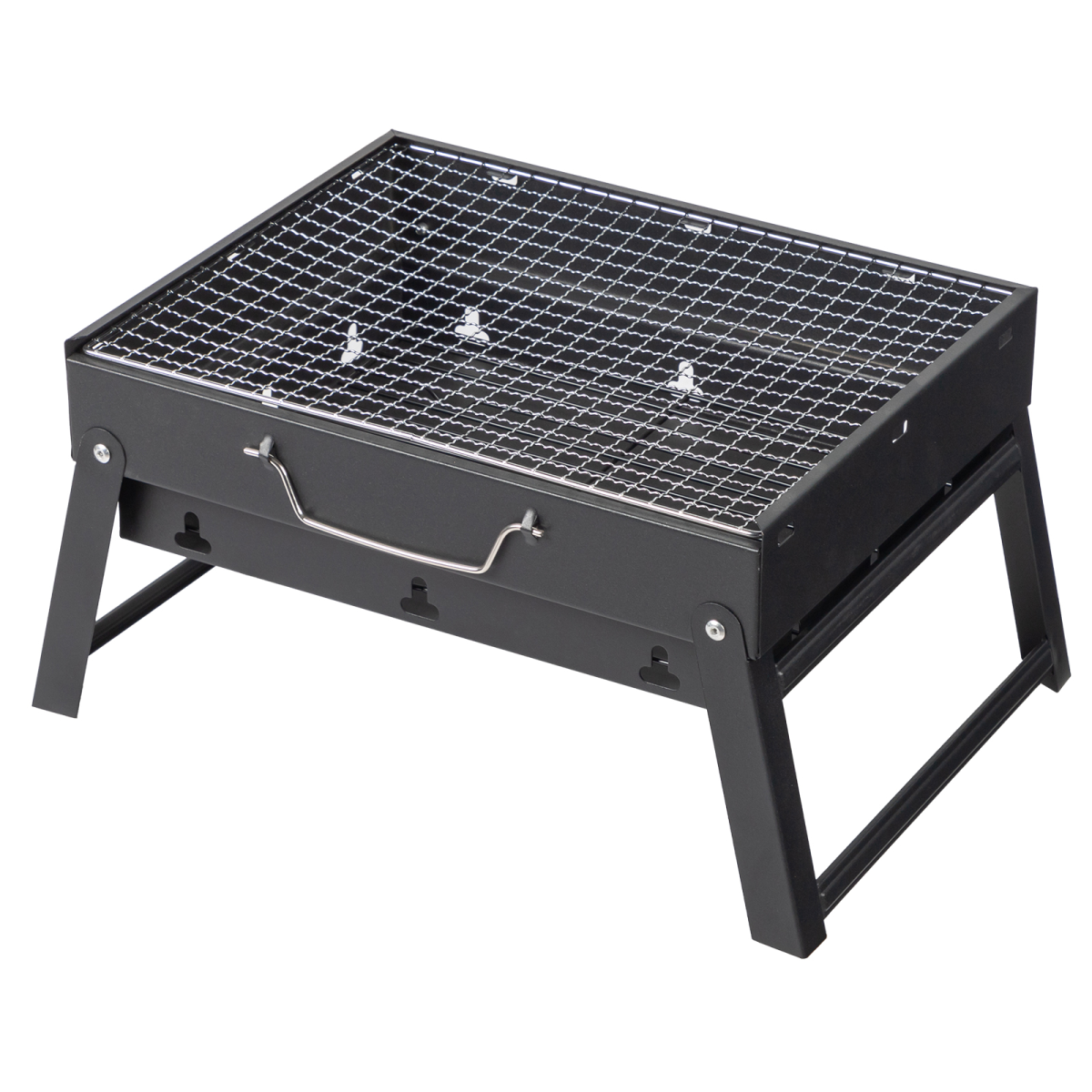 Portable BBQ Grill with Folding Feet, Compact and Lightweight Charcoal Grill for Outdoor Camping, Backyard, Picnic, Beach Party, and Family Outings