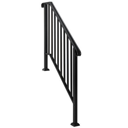 [Same Code：11384510  73142795]Artisasset Matte Black Outdoor 3 Level Iron Handrail