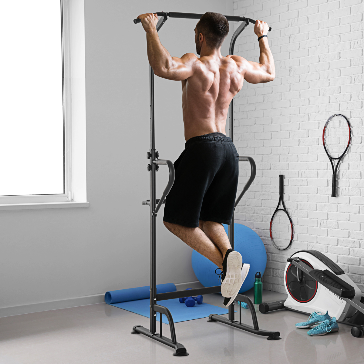 Power Tower Dip Station Pull Up Bar Multi-Function Push Up Equipment Home Gym