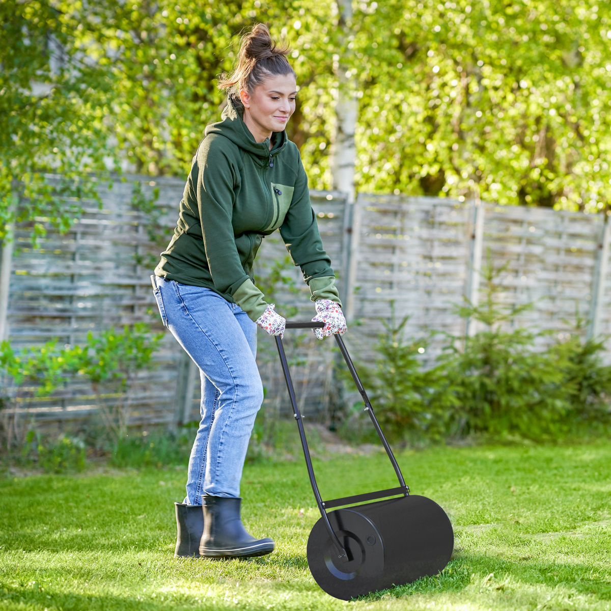 Garden Lawn Roller 38L Steel Push Grass Mower Water Sand Filled Durhand