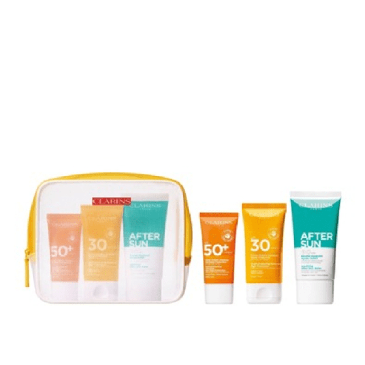 Clarins Suncare Travel Set (Face Cream SPF50 30ml  Body Cream SPF30 75ml  After Sun Balm 75ml)