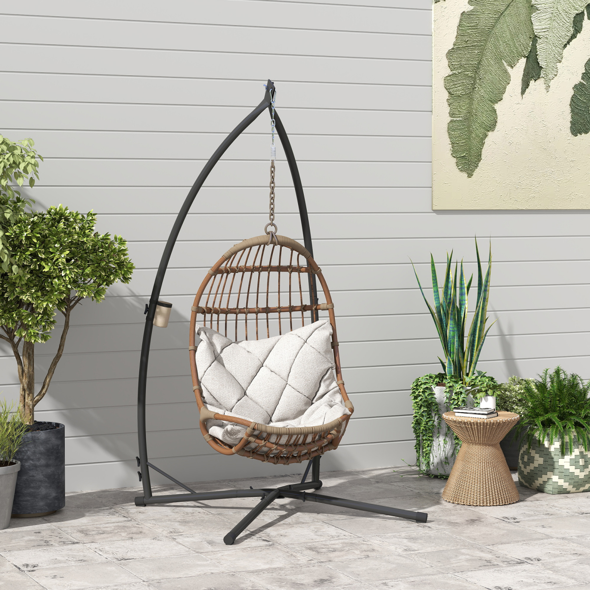 Outsunny Hammock Chair Stand, Steel Frame Hammock Stand Only, Black