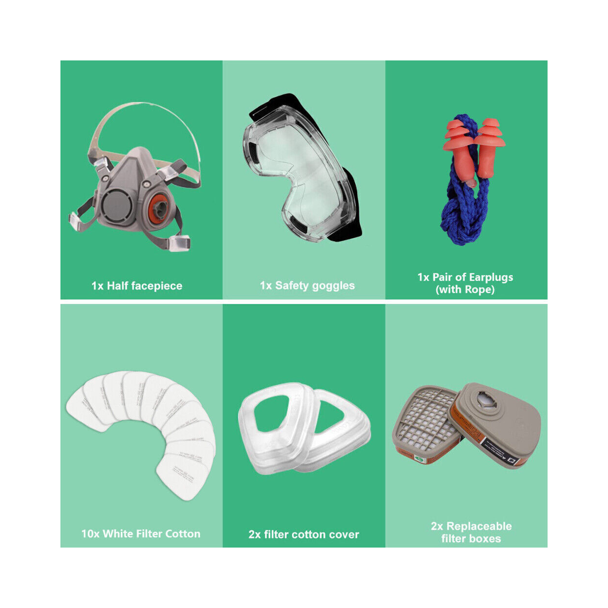 17 In 1 Full Face Mask 6200 Gas Mask Facepiece Spray Respirator Filter Chemical