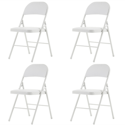 【Old Code：33292149】4pcs Elegant Foldable Iron & PVC Chairs for Convention & Exhibition White