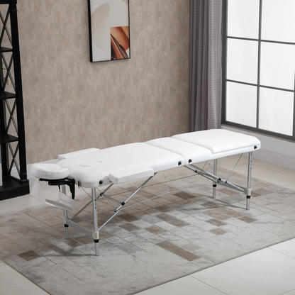 HOMCOM Folding PVC Leather Massage Table Aluminium Frame w/Headrest