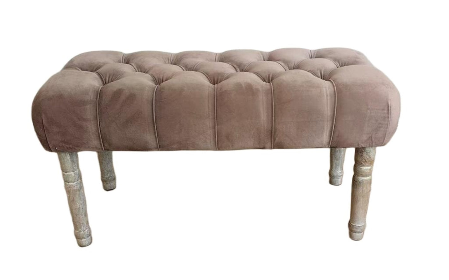 AcaciaHome Modern Cream Window Seat Bench with Storage - 45cm Padded Seat High Upholstered Fabric Ottoman Bench with Solid Wood Legs, Bed End Footstool for Bedroom, Living Room & Hallway