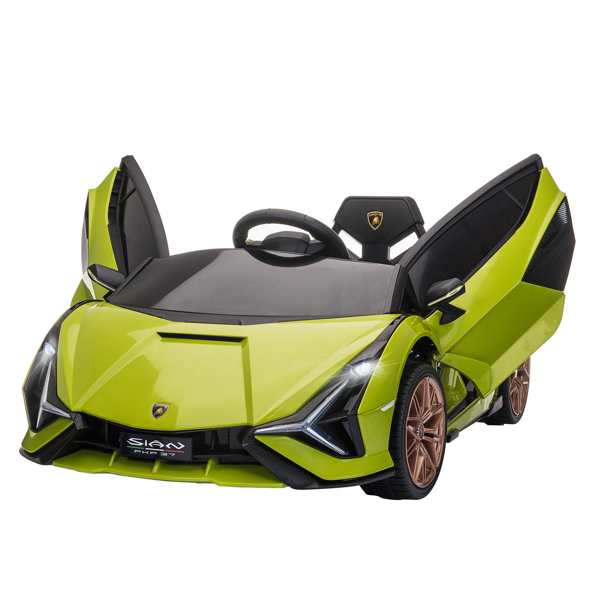 HOMCOM Lamborghini Sian Licensed Electric Car for Kids, 12V Kids Electric Ride on Car with Dual Motors, Remote Control, Green