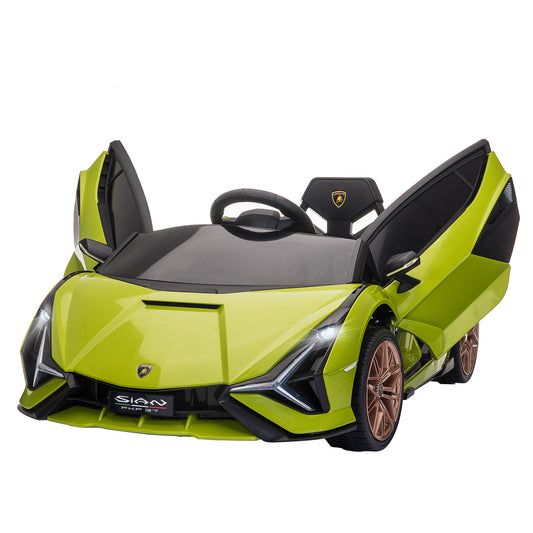 HOMCOM Lamborghini Sian Licensed Electric Car for Kids, 12V Kids Electric Ride on Car with Dual Motors, Remote Control, Green