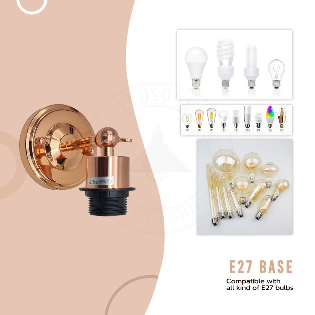 Vintage Industrial Rose Gold Retro Wall light Sturdy Metal Lamp Shade Lights Classic Style Electroplated Finish E27 lamp