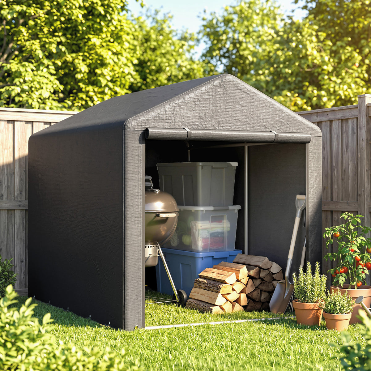 Outsunny 2.2 x 1.6 m Outdoor Storage Tent, with Accessories - Dark Grey