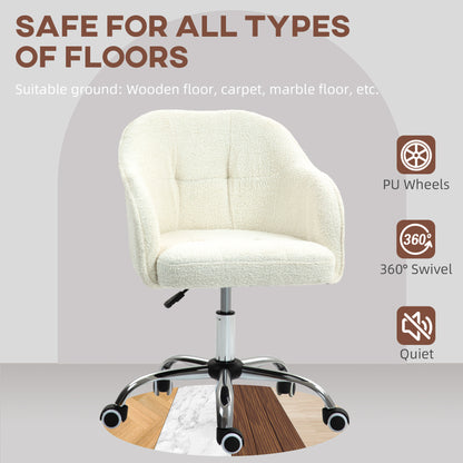 HOMCOM 46-56 cm Teddy Fleece Office Chair - Cream