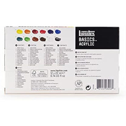 Liquitex Acrylic Basics Set of 12 x 22 ml Colours