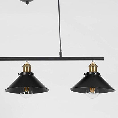 Industrial Vintage Pendant Light, Retro Pulley Suspended Rise and Fall Hangging Light E27 Antique Adjustable Black Metal Water Pipe Chandelier, Lamp for Kitchen Island Bar Hallway Dining Room