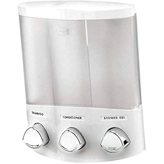 Better Living Products 76354 Euro Series TRIO 3-Chamber Soap and Shower Dispenser, White, Acrylonitrile Butadiene Styrene (ABS)