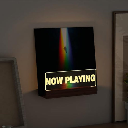 Ammonite Light up Now Playing Vinyl Record Stand Wall Mount, Now Playing Record Player Stand, Wooden Acrylic Holder for Vinyl Album Display Storage with Warm White Color Lights