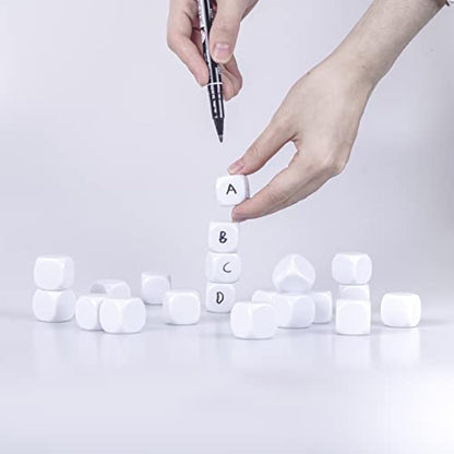 KAIHENG 22mm Acrylic Dice with Smoothed Surface Six Sided Dice with Rounded Corner Blank White Dice Cubes for Board Games, DIY Sticker, Math Counting Teaching, Party Fun 100PCS
