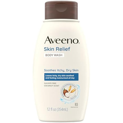 Aveeno Skin Relief Gentle Scent Body Wash For Sensitive Skin, Nourishing Coconut, 12 Fl. Oz