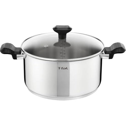 Tefal Comfort Max 24cm Stainless Steel Stewpot, Durable Casserole Dish with Glass Lid, Induction Compatible, Ergonomic Stay-Cool Handles, Dishwasher, C9734604