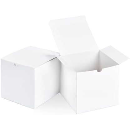 SHIPKEY 10PCS White Cardboard Gift Boxes with lids |10x10x10 cm Square Boxes | Small Gift Boxes Suitable for Party, Wedding, Christmas, Holidays, Birthdays and All Other Occasions