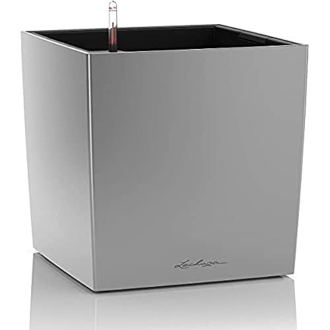 LECHUZA CUBE Premium 40 silver metallic 16368