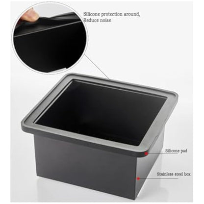 Coffee Knock Box, Espresso Knock Box Coffee Bin Barista Accessories Coffee Machine Accessories, Stainless Steel Small Coffee Knock Box Container with Silicone Knock Bar and Non Slip Base