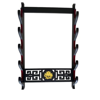 Sword Wall Mount Sword Holder Display Stand Padded Katana Wakizashi Genji and Samurai Swords Dragon Pattern,5 Tier
