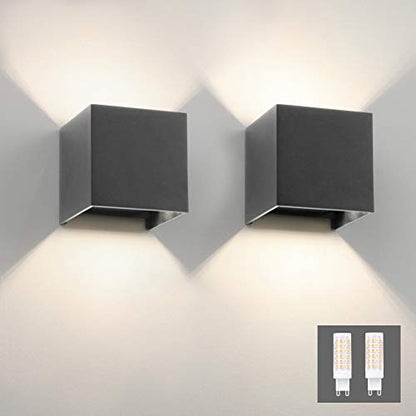 Klighten Modern LED Wall Lights Up and Down Wall Lamp Indoor/Outdoor Wall Sconce Lights for Living Room, Bedroom, Hallway, Natural White 4000K, Dark