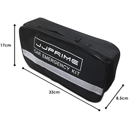 JJOnlineStore 12-in-1 Car Driving Safety Emergency Kit EU Vehicle Repair Essentials Travel Tool Storage Case, Warning Triangle, First Aid Kit - European Driving Kit, 12 Pcs (Black)