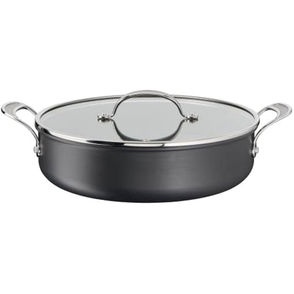 Tefal Jamie Oliver Cook's Classics Hard Anodized Shallow Pot, 30 cm, 5.4L, Non-Stick Coating, Heat Indicator, Riveted Handle, Oven-Safe Kitchen Pan, All hobs Compatible Including Induction, H9129943