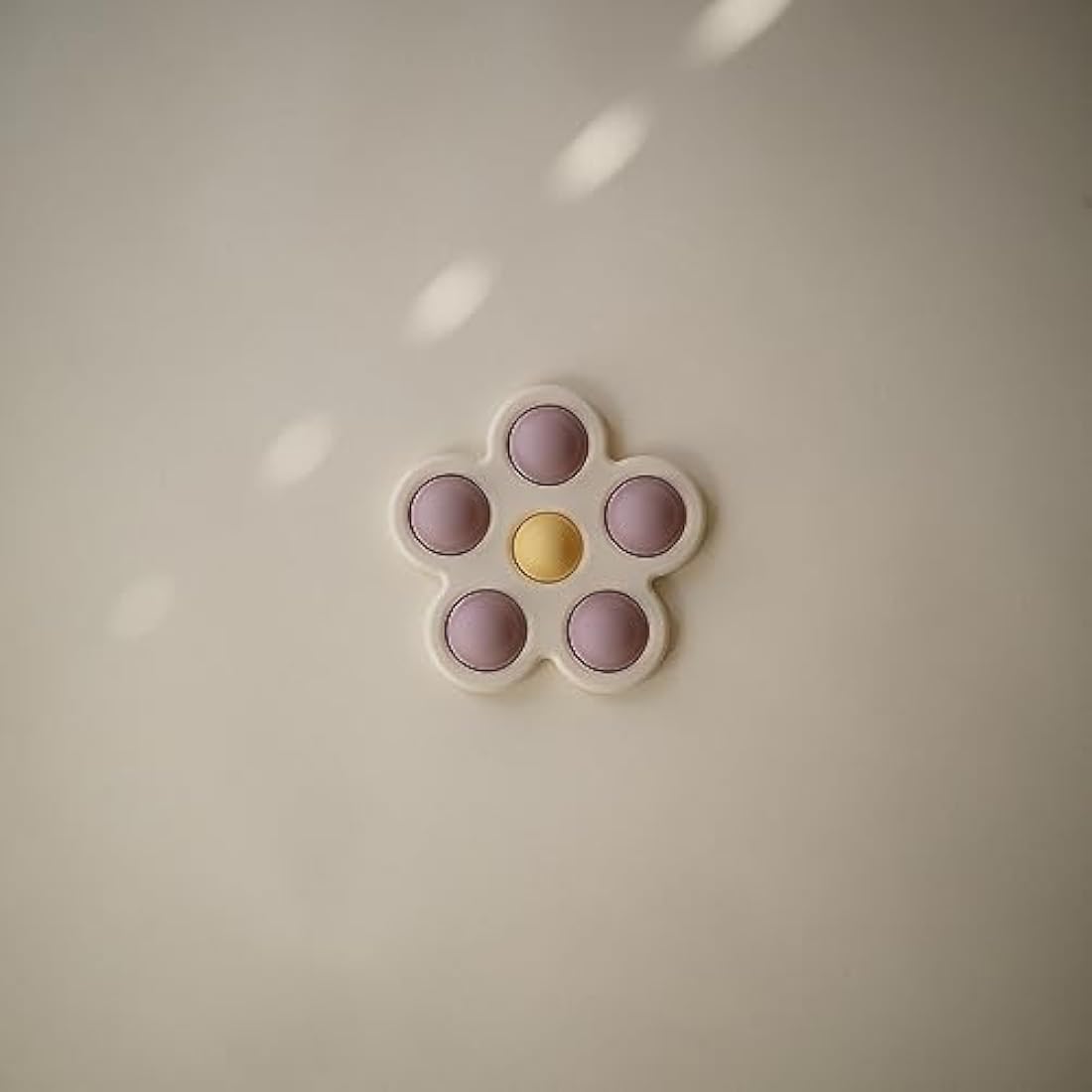 Mushie Press Toy | Push & Pop Bubble Sensory Fidget Toy | 10+ Months | Stress Relief Toy | 100% Food Grade Silicone and ABS Plastic | Flower Design (Soft Lilac/Pale Daffodil/Ivory)