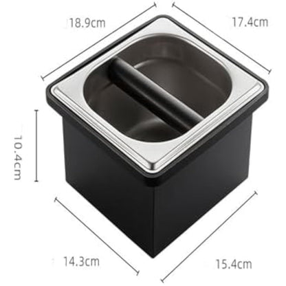 Coffee Knock Box, Espresso Knock Box Coffee Bin Barista Accessories Coffee Machine Accessories, Stainless Steel Small Coffee Knock Box Container with Silicone Knock Bar and Non Slip Base