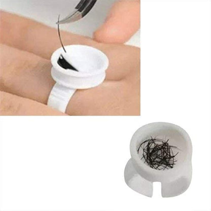 G2PLUS White Eyelash Glue Holder 100PCS Disposable Plastic Glue Ring M Nail Art Polish Holders Tattoo Individual False Eyelash Extension Adhesive Pigment Holders Beauty Tool
