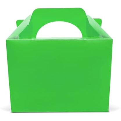 Lotus 50 x Children/Kids Plain Coloured Party Boxes Carry Food Meal Fun Picnic Birthday Wedding Favour/Baby Shower Party Halloween Trick or Treat Box Loot Bag (Neon Green)